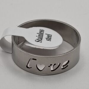 Silver Stainless Steel Love Ring Size 21